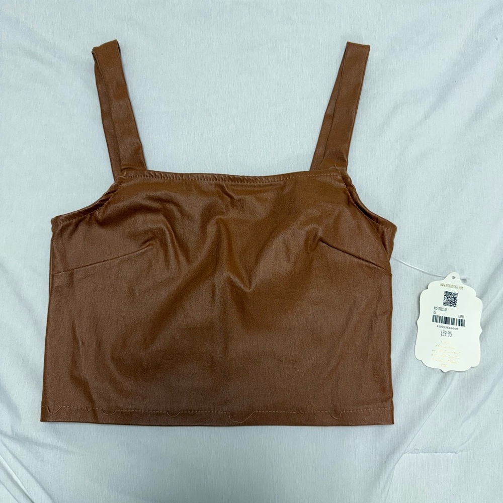 Altar'd State Brown Fitted Crop Tank Top